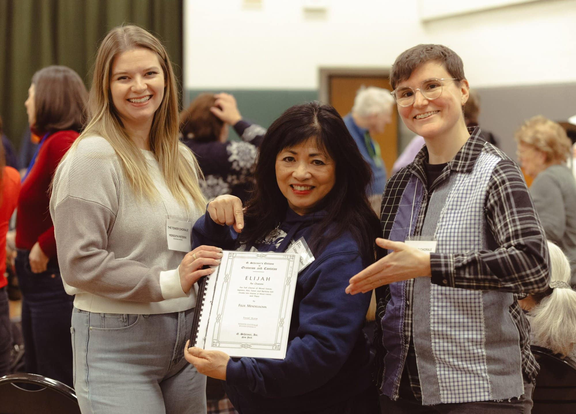 Tower chorale singers, taking pride and having fun at a rehearsal of Mendelssohn's Elijah